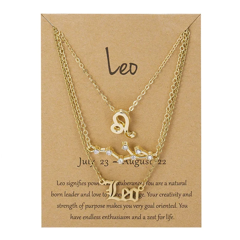 Constellation 3Pcs/set Zodiac Necklaces