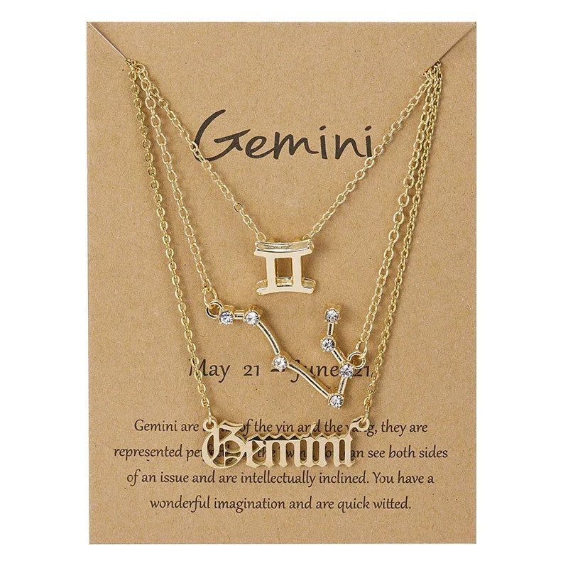 Constellation 3Pcs/set Zodiac Necklaces