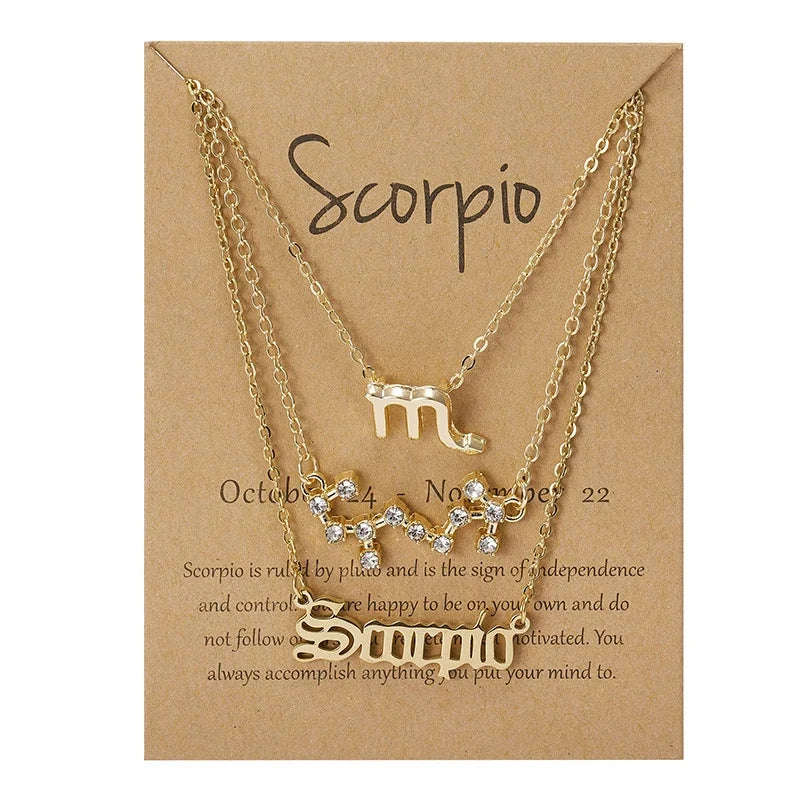 Constellation 3Pcs/set Zodiac Necklaces