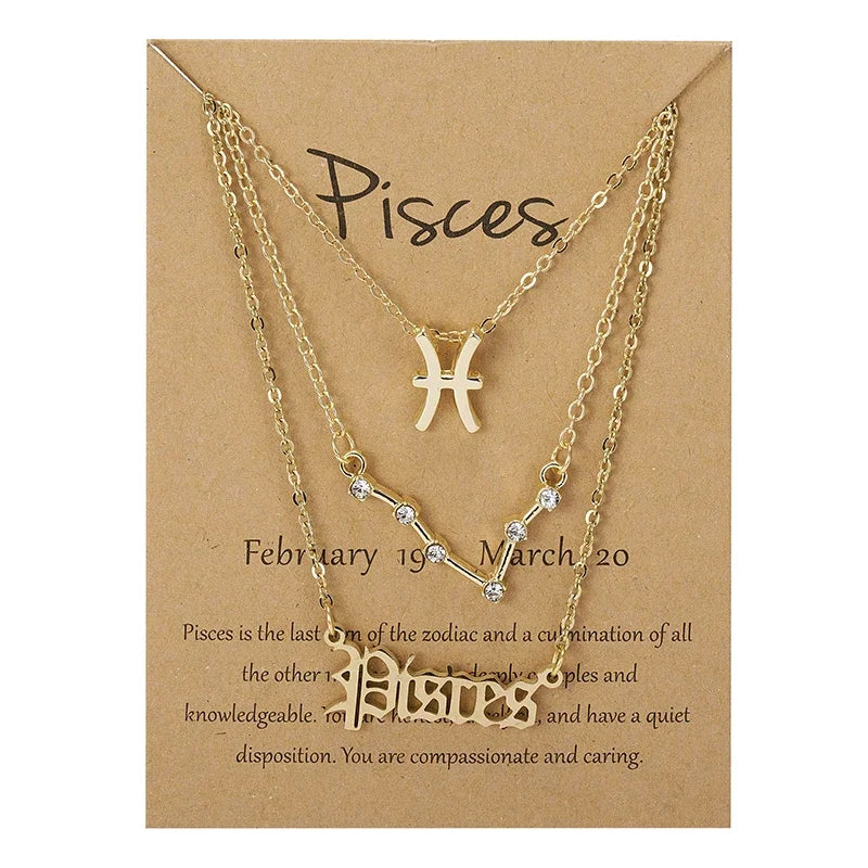 Constellation 3Pcs/set Zodiac Necklaces